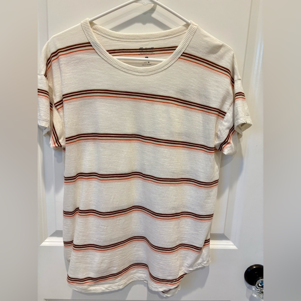 Madewell Whisper Cotton Crewneck Tee in a striped pattern Size M